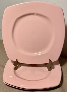 S/3 MATCERAMICA Pink Square Dinner Plates 10 1/2" Made in Portugal - Picture 1 of 4