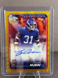 2024 Topps Chrome TYLER NUBIN Rookie Gold Chrome AUTO Variation RC /50 NY Giants - Imagen 1 de 2