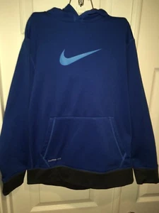 Nike Hoodie Size L Kids Therma Fit Boys Pullover Blue Black - Picture 1 of 3