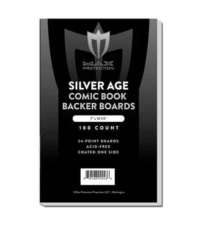 100 Max Pro Silver Age /Era Comic Book Acid Free Backing Boards white backers Cover