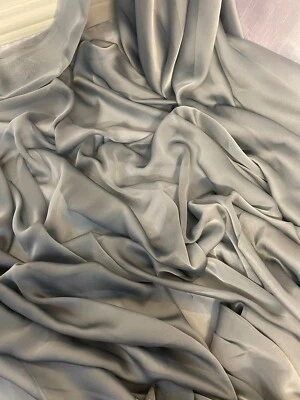 1 METER TWO TONE SILVER GREY SOFT CATIONIC CHIFFON 100% POLYESTER FABRIC 58”WIDE - Image 1 of 4