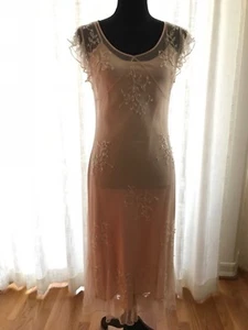 SUE WONG Beautiful Women's Nude Beaded Lace Evening Cocktail Party Dress Size 8 - Picture 1 of 12