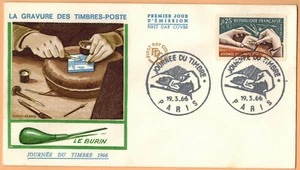 1966-Journée du Timbre-Fdc 1°Jour**Gravure d'un Poincon-Paris-Stamp.Yv.1477 - Picture 1 of 1