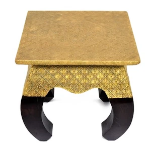 Wooden Brass Stool Step Stool Hand painted Opium Stool Decorative Stool 12 Inch - Picture 1 of 3