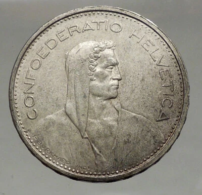 1966 Switzerland Founding HERO WILLIAM TELL 5 Francs Silver Swiss Coin i56742 - Image 1 of 3