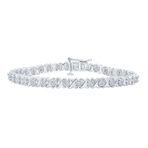 Sterling Silver Womens Round Diamond Fashion Bracelet 1/4 Cttw - Picture 1 of 2