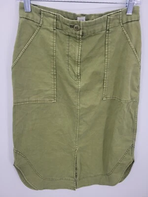 Gap Skirt Womens 4 Petite Green Denim Round Hem Midi Streetwear Y2K Pockets - Image 1 of 4