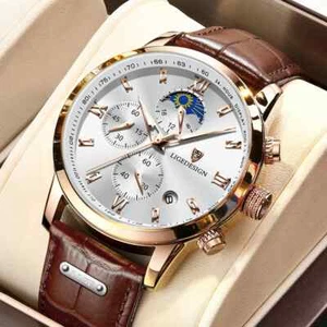 Luminous Men Watch Timepiece Quartz Chronograph Calendar Waterproof Fashion Gift - Picture 1 of 28