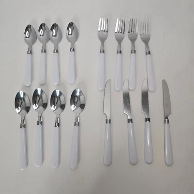 Juego de cubiertos Gibson Everyday de acero inoxidable de 16 cucharas tenedores cuchillos mango de plástico Foto 1 de 4