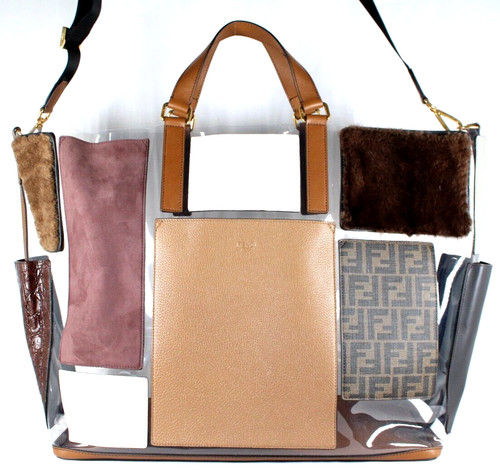 Borsa FENDI $6.200 pelle pelle pelliccia patchwork tasche PELLICCIA FOREVER grande PVC