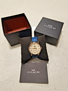 Brand New COACH  Delancey Dial Navy Leather Ladies Watch with battery and box - Picture 1 of 7