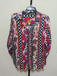 Rubino Rd. Camicetta tunica donna Plus multicolore floreale brillante boho taglia 1 x $64 - Foto 1 di 8