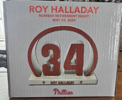 Phillies Roy Halladay Number 34 Retirement Night Statue - New in Box! - Image 1 of 4