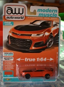 AUTO WORLD 2019 CHEVY CAMARO ZL1 1LE 1:64 1 OF 12920 ORANGE NEW - Picture 1 of 8