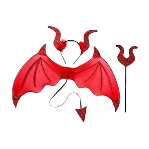 3 Pieces Halloween Costume Set Accessories Creative Wings Horn Headband and - Picture 1 of 6