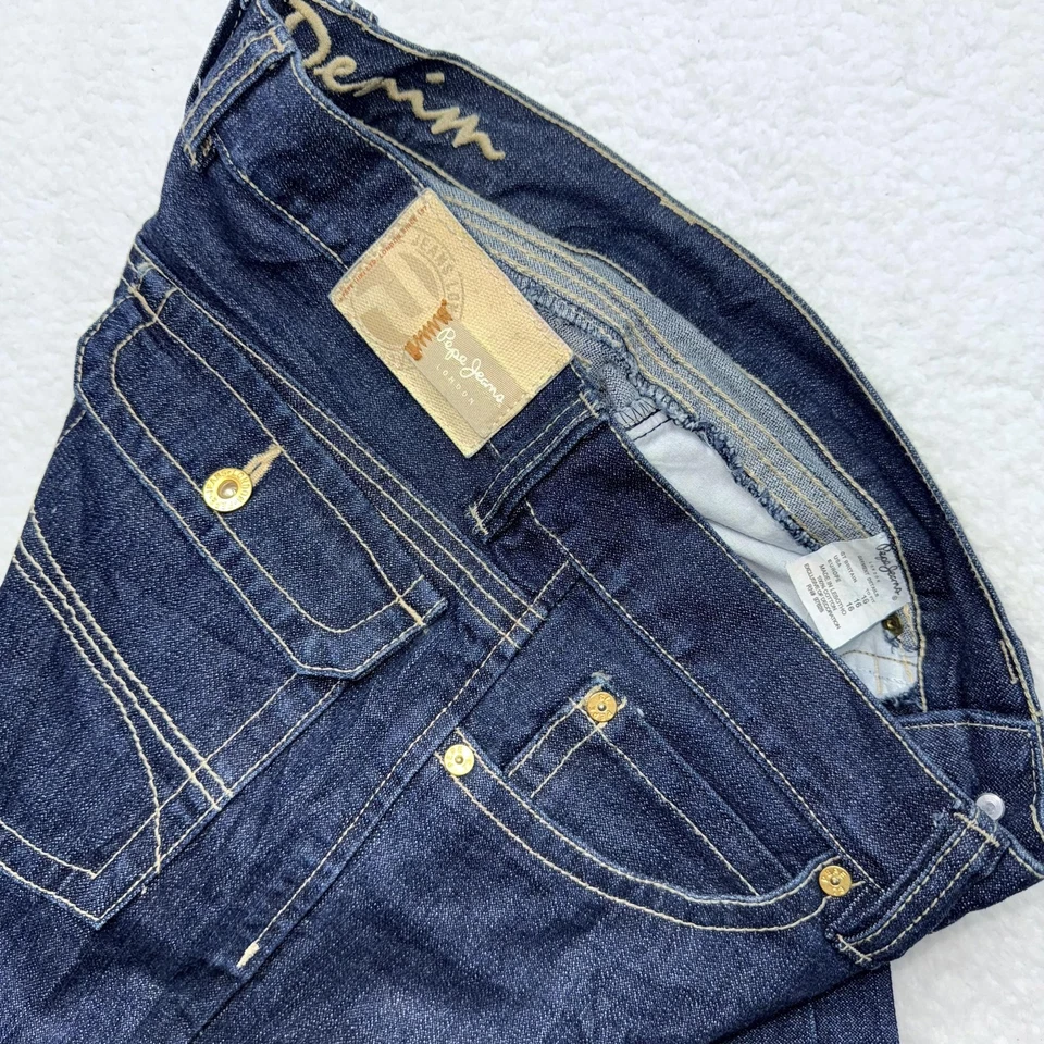 Pantalones de mezclilla Pepe Jeans para mujer 16 azules lavados oscuros pierna recta bolsillos con solapa Foto 1 de 4