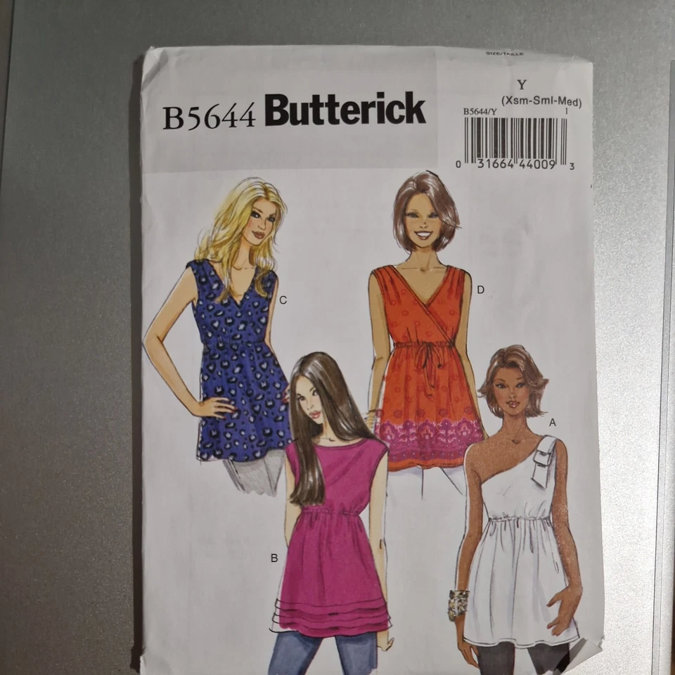 Butterick B5644 tunic top in 4 versions Xsm - Sml - Med - Image 1 of 1