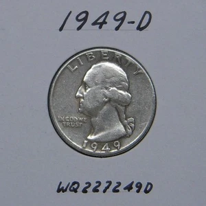 Moneda de 90% plata cuarto Washington 1949-D - Imagen 1 de 2