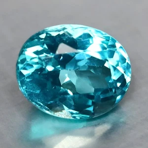 1,08 ct Ovalschliff (6,82 x 5,45 mm) Natraul Brasilien Paraiba Blauapatit Edelstein - Bild 1 von 2