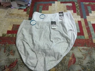2 pares de bragas de algodón blancas y grises Vanity Fair Illumination 13316 *NUEVAS* M 6 Foto 1 de 3