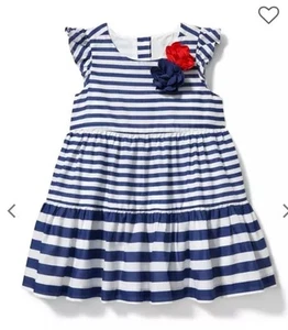 Janie and Jack dress 6 Girls Holiday 4th Of July Memorial Red White Blue Striped - Picture 1 of 10
