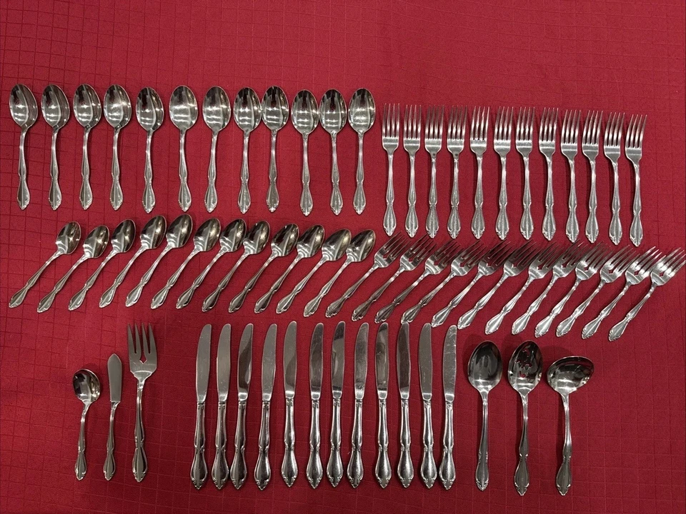 BERKLEY SQUARE Stainless By Oneida Glossy 66pc Service For 12 With 6pc Serv Set - Image 1 of 4