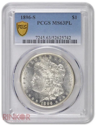 1896-S $1 Morgan Dollar PCGS MS 63 PL - Image 1 of 3