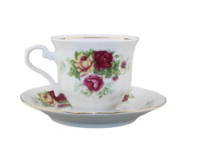 Kristallklare Englische Rose Porzellan Tasse & Untertasse Made in Poland - Bild 1 von 17