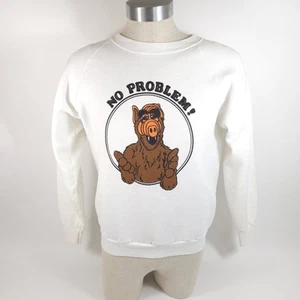 Vtg Alf White No Problem Long Sleeve Pullover Shirt Sweatshirt Sz L Made In USA - Picture 1 of 6