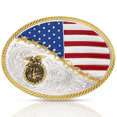 Montana Silversmiths FFA Future Farmers of America Patriotic Buckle - Image 1 of 4