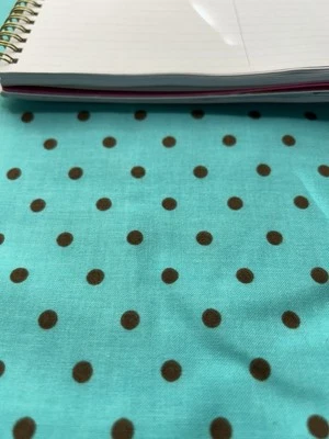 Edredón de algodón 2005 tela a lunares marrón y aguamarina Cranston de colección 1 1/2 Y F59 Foto 1 de 4