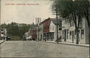 Galesville,WI Allen Street, Looking East c1910 Trempealeau County Wisconsin - Picture 1 of 2