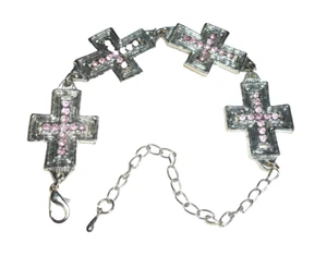 klasse STRASS Armband KREUZ silber rosa 16- 24,5 cm ModeSchmuck NEU + TOP - Bild 1 von 1