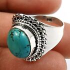 Gift For Her 925 Silver Natural Turquoise Cocktail Vintage Ring Size O V62