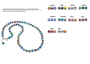 Murano Art Glass Necklace Red Multi Blue Green Black Silver 59 Beads 60cm Length - Picture 1 of 38