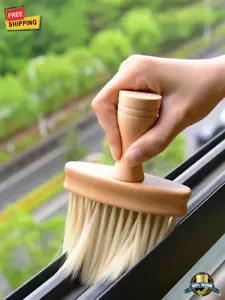 1 pc Wooden Handle Cleaning Brush with Long Bristles for Car Vents & Cracks - Picture 1 of 8