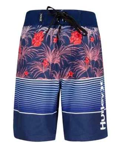 Hurley Floral Printed Board Shorts Big Boys 10/25 Multi Side Logo Print Lace Up - Picture 1 of 17