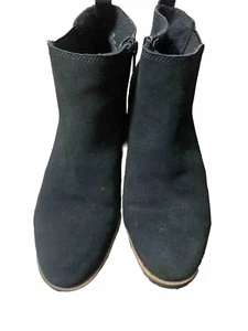 White Mountain Leather Boots Womens Size 7 Ankle Booties Navy Blue Zipper Shoes - Picture 1 of 14