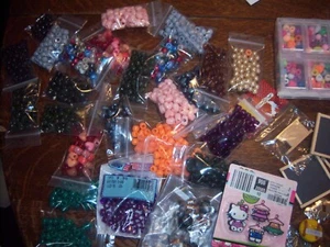 BIG LOT OF ASSORTED CRAFTS, JEWELRY BEADS & HOLDERS, MIXED LOT + EXTRAS  FS - Picture 1 of 8