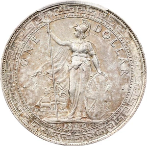 Great Britain Edward VII Trade Dollar 1902-B, PCGS AU-55 Gold Shield Bombay Mint - Picture 1 of 5