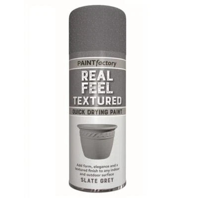 Real Feel Textured Slate Grey Spray Paint Metal Wood Plastic Aerosol Spray 400ml - Image 1 of 2