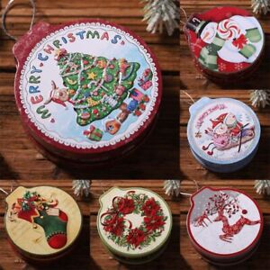 Christmas Round Biscuit Cookie Storage Box Tree Tin Tea Coin Cont
