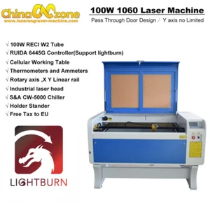 100W 1060 CO2 Laser Engraving/Cutting Machine Ruida 6445G For Lightburn RECI W2 - Picture 1 of 10