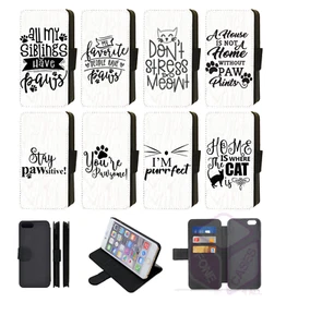 Cute Cat Quotes Paws Samsung Galaxy Flip/Wallet Phone Case S9 - S23 Plus Ultra - Picture 1 of 9