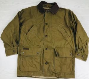 Vintage Timberland Jacket Mens M Brown Canvas Leather Collar Weather Gear Chore - Picture 1 of 10