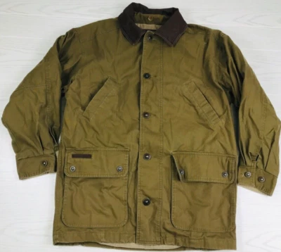 Vintage Timberland Jacket Mens M Brown Canvas Leather Collar Weather Gear Chore - Image 1 of 4