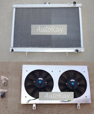 3ROW Aluminum Radiator & Shroud & FANS For NISSAN SKYLINE S13 CA18 R32 RB20 - Image 1 of 4