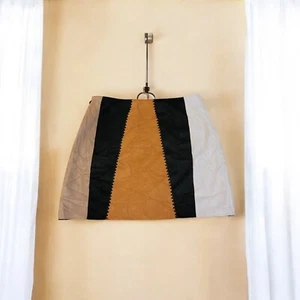 Francesca's Blue Rain Mini Skirt Size M Faux Suede Patchwork - Picture 1 of 7