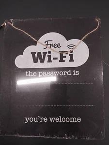 Free Wi Fi Password Chalkboard for Hanging with Chalk 10 x 12 inches - Picture 1 of 2