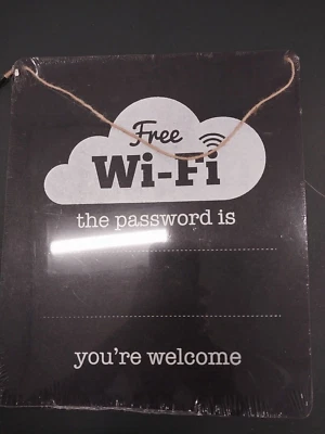 Free Wi Fi Password Chalkboard for Hanging with Chalk 10 x 12 inches - Image 1 of 2
